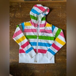 Colorful Striped Hoodie w/ Ocean Beach Whale Graohic Size 2T